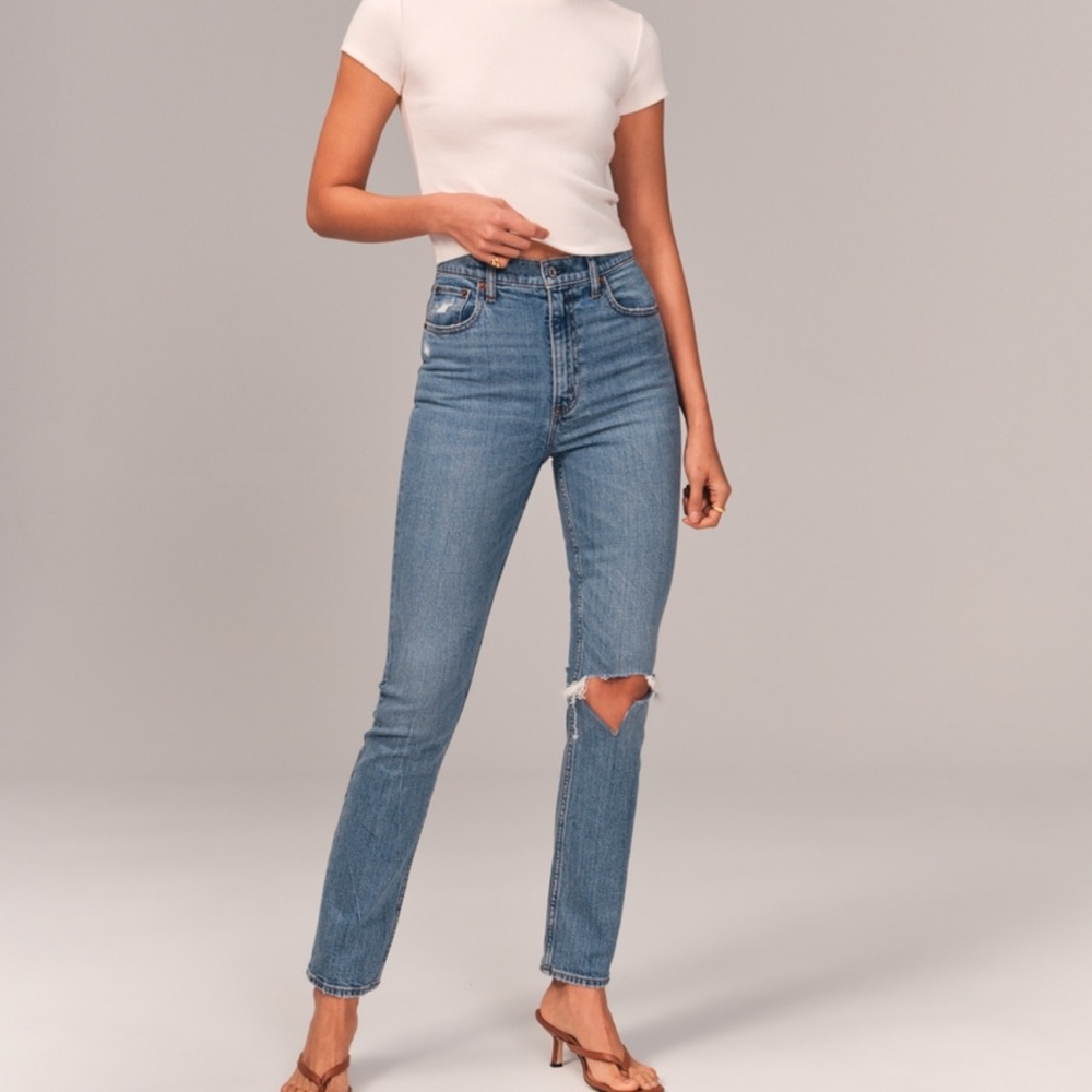 Abercrombie & Fitch The 90s Slim Straight Ultra High Rise Curve Love Jean 26 S